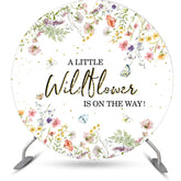 Aperturee - White Little Wildflower Round Baby Shower Backdrop